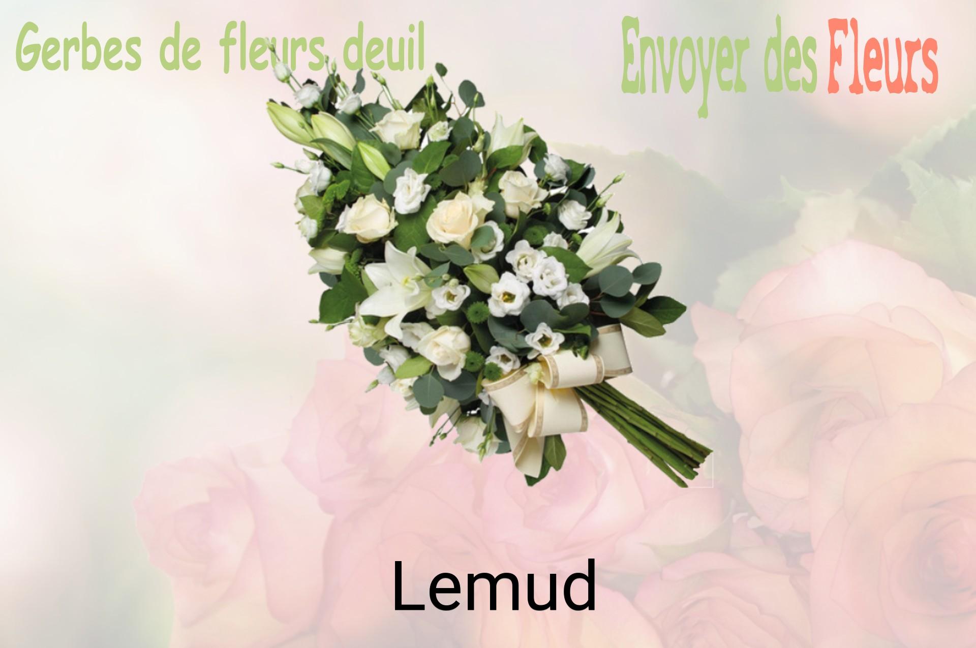 Gerbe de fleurs de deuil livrée à Lemud